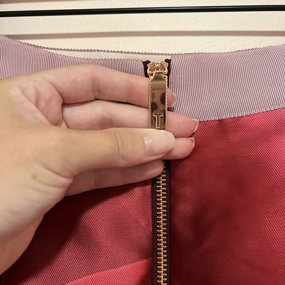 Ted Baker Nell Porcelain Rose Full A-Line Skirt Maroon Pink Women's Size Small - Picture 6 of 11